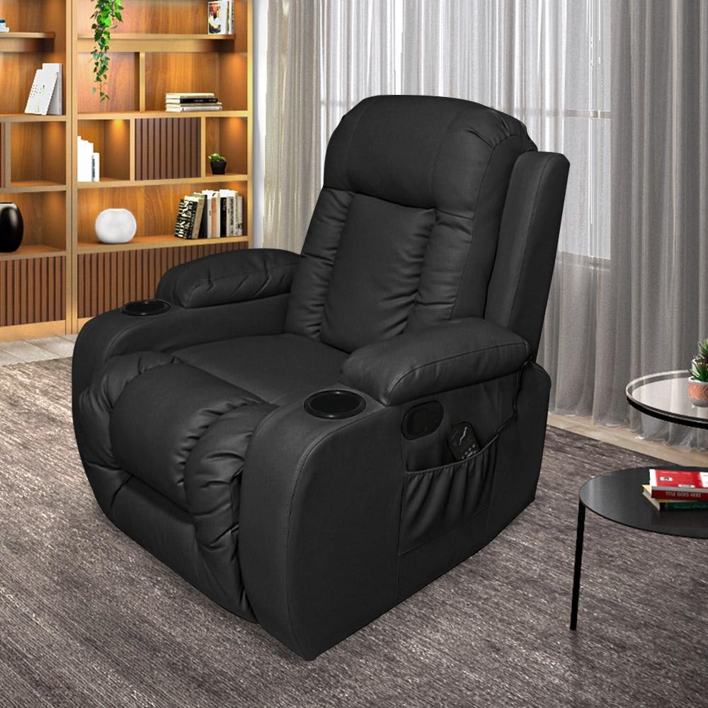 Poltrona do Papai Reclinável Sala de Cinema Massagem Balanço Giratória Austin PU Preto G31 - Gran Belo - Home & Living