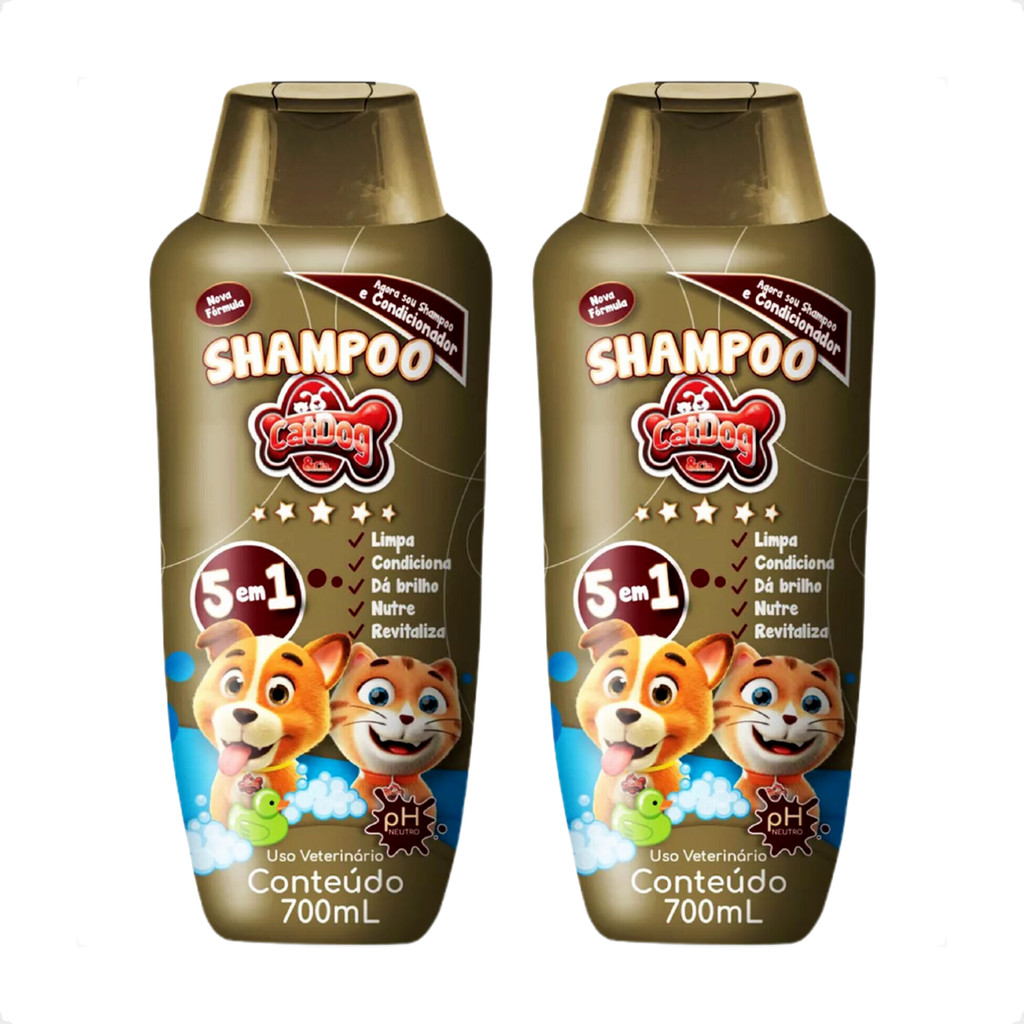 Kit 2 Shampoo 5 em 1 CatDog & Cia para Cães e Gatos - 700ml