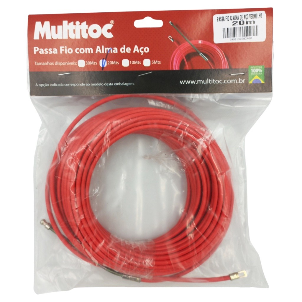 Passa Fio 20 metros Vermelho Multitoc