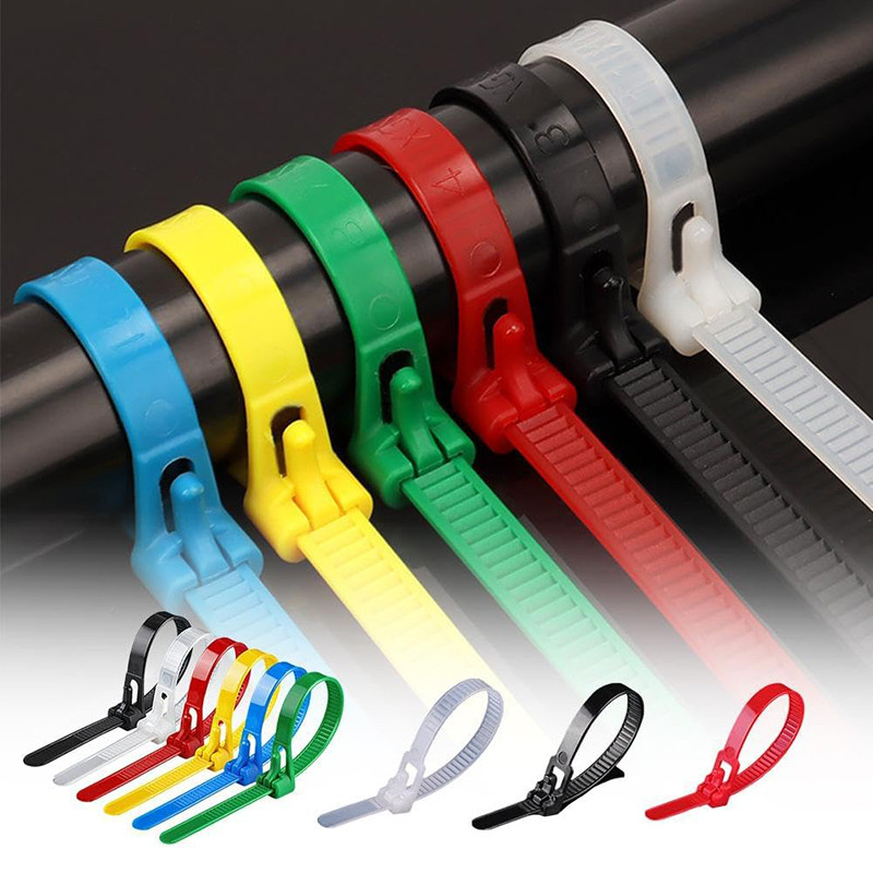 100 Pcs Laços De Cabos Coloridos Reutilizáveis Com Fecho Liberável E Auto-travamento Ajustáveis