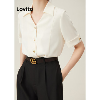 Lovito Blusa elegante com estrutura de metal liso para mulheres LNE58153 em Oferta na Shopee