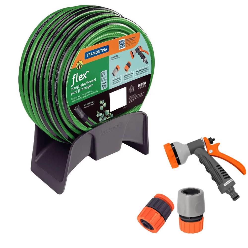 Mangueira para Jardim 20 Metros com Suporte e Hidropistola TRAMONTINA