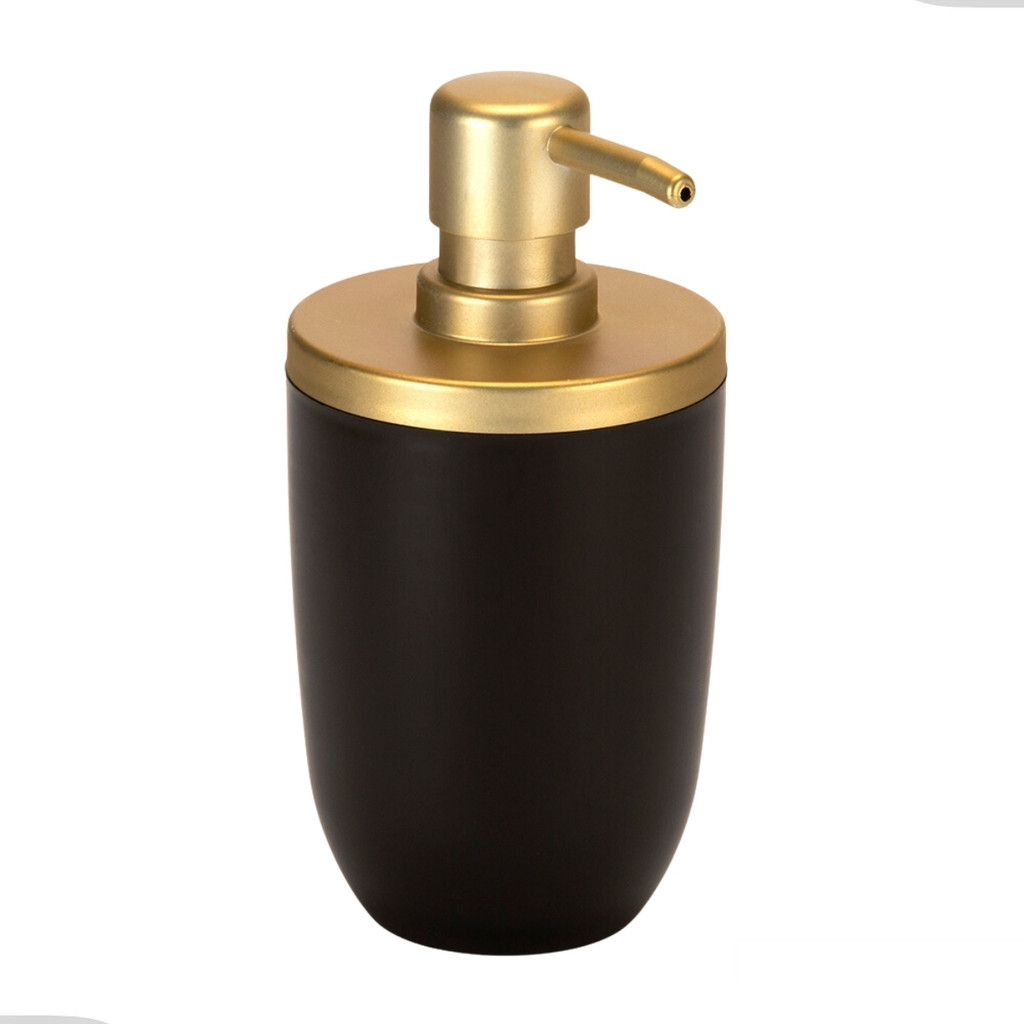 Dispenser Porta Sabonete Saboneteira Líquido 500ml Premium Banheiro Lavabo Preto/Dourado Arthi em Oferta na Shopee