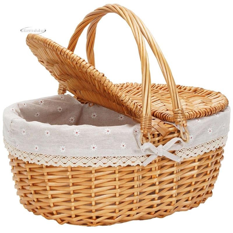 Cesta De Piquenique Frutas Flores Armazenamento De Jardim