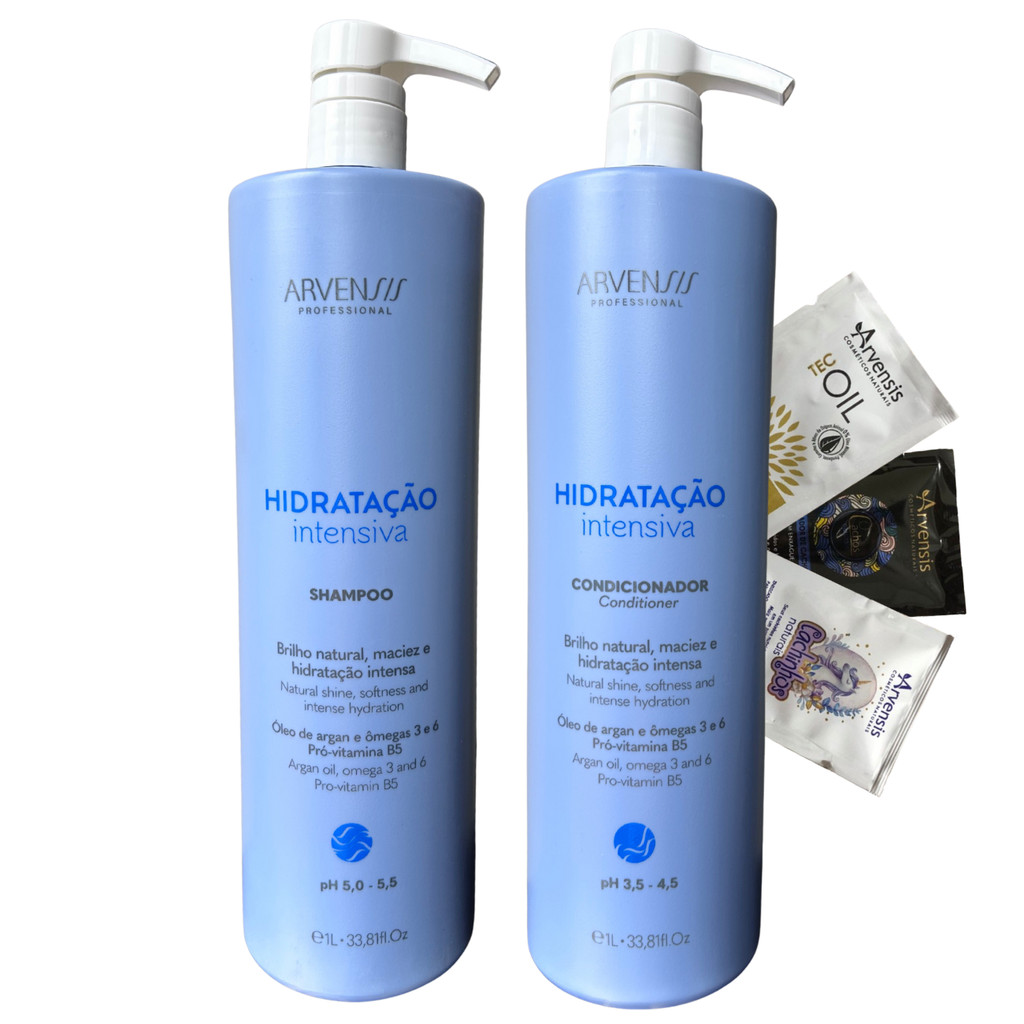 Kit Arvensis Hidratação Intensiva Shampoo e Condicionador Brilho Natural Maciez Argan Vegano 2x 1L