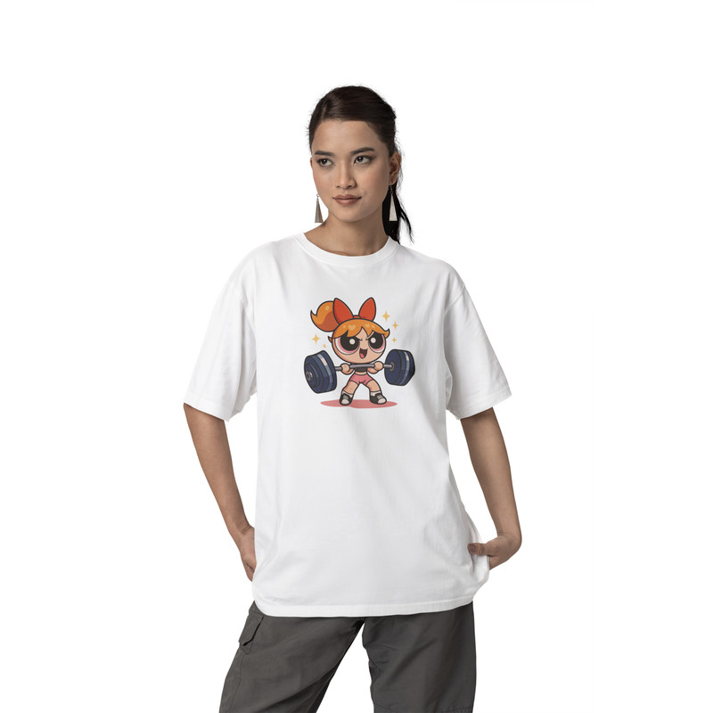 Camiseta Longa Oversized Superpoderosas Florzinha Feminina - Treine com Estilo