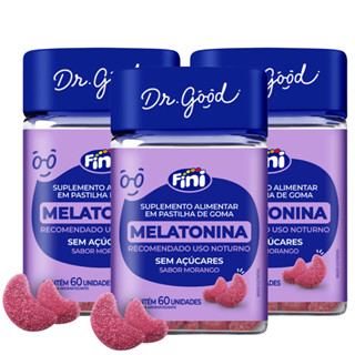 Kit 3 Melatonina Dr.Good 60 Gomas Morango Fini em Oferta na Shopee