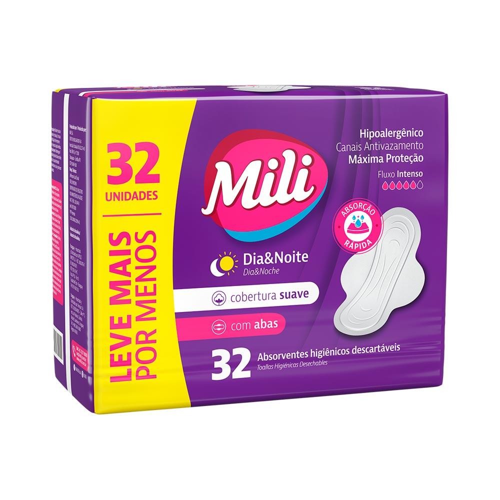 Absorvente Mili Dia E Noite C/32 Suave C/Abas Especial em Oferta na Shopee