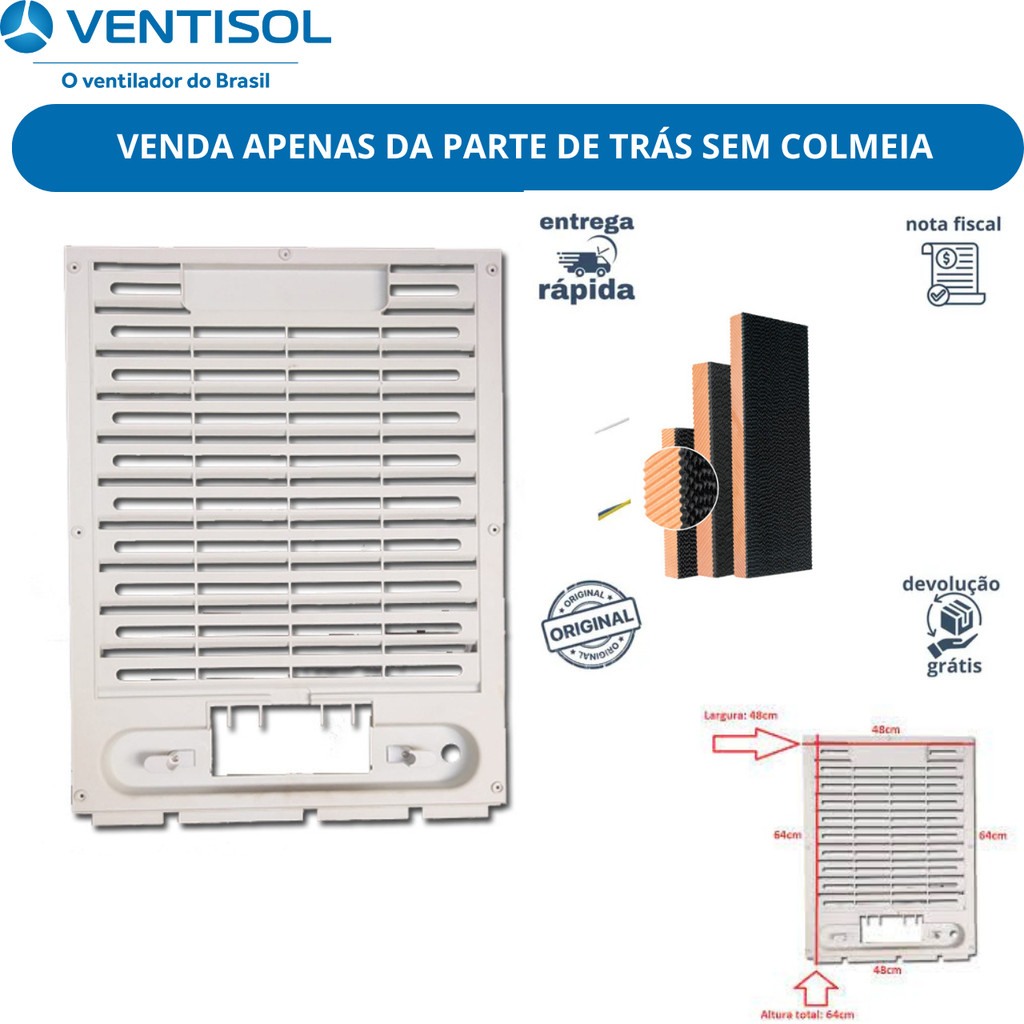 Tampa Traseira Climatizador Ventisol Clin 16L 35L 60L Original Peça Reposição Parte Traseira Ar Frio