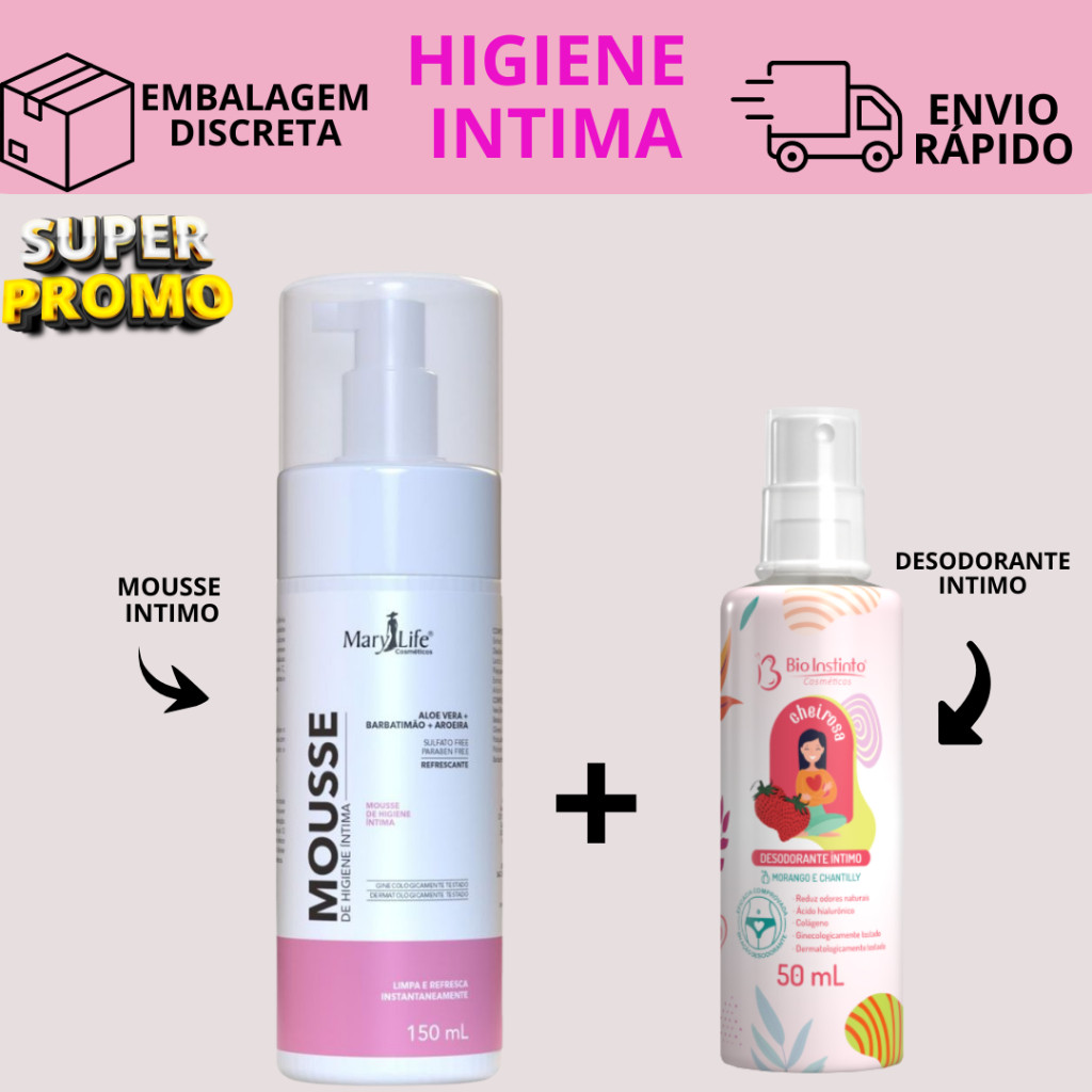 Kit Desodorante intimo feminino Bio Instinto + Mousse higiene intima Mary Life