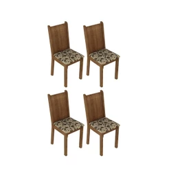 Kit 4 Cadeiras Rustic Floral Bege Madesa 4290