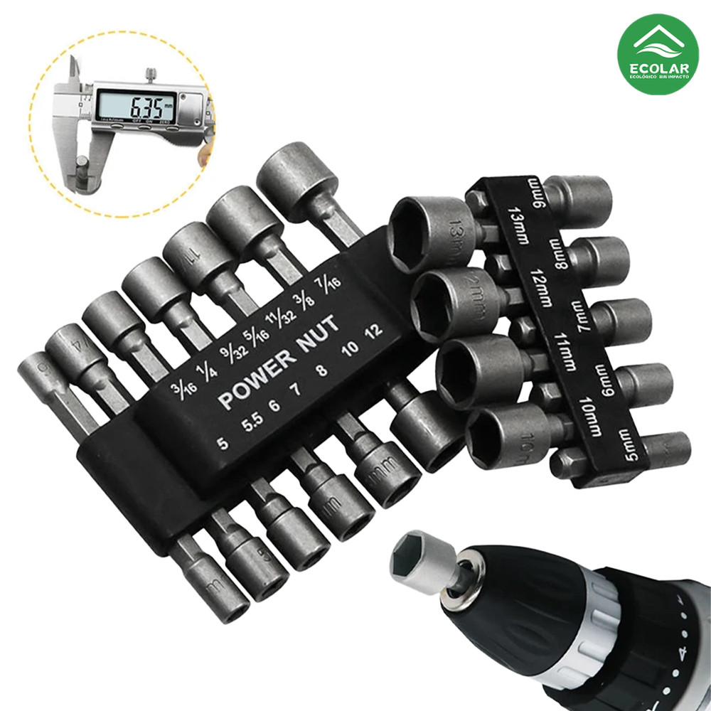 Kit de Bits Soquetes 5 a 13mm - Canhão Multifuncional para Ferramentas Manuais Resistentes