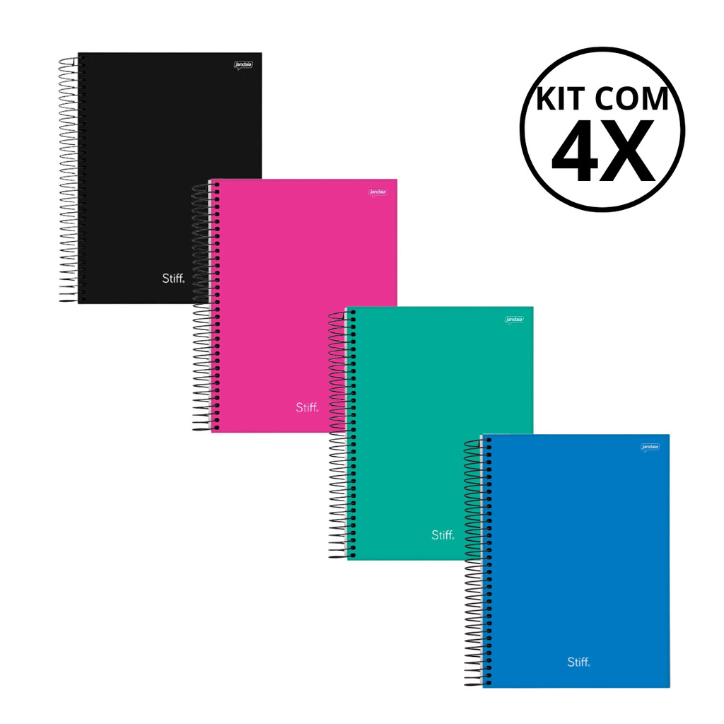 Kit Com 04 Cadernos Universitário 20 Matérias Stiff - Jandaia KIT 03