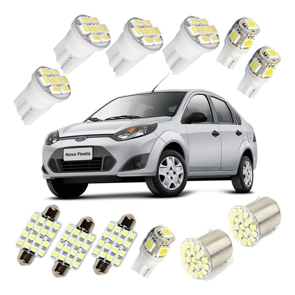 Kit Led Focus Fiesta Interno Placa Teto Torpedo 6000k
