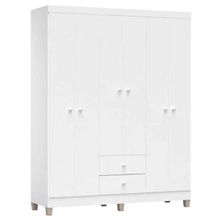 Guarda Roupa Infantil Baby Kids 6 Portas Branco Brilho – Incorplac