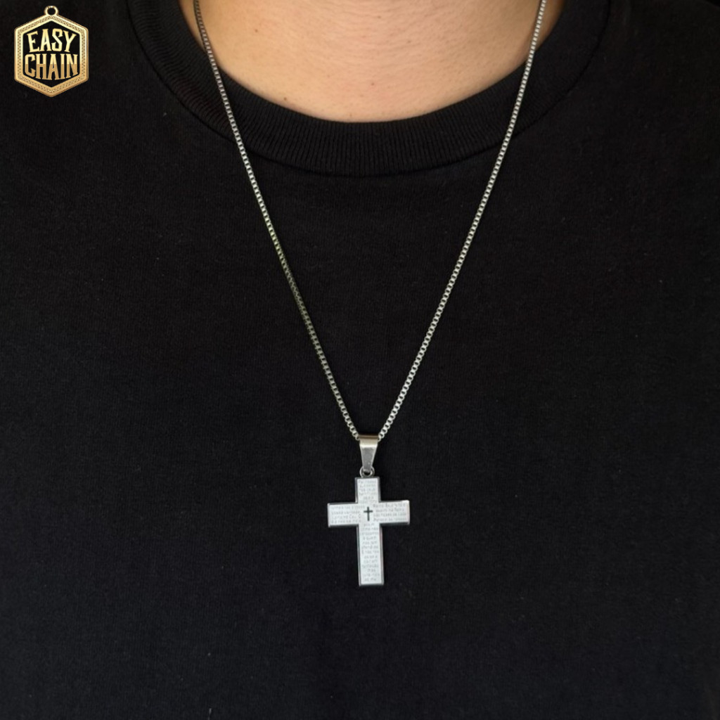 Corrente Veneziana Pingente Pai Nosso de prata masculino e feminino