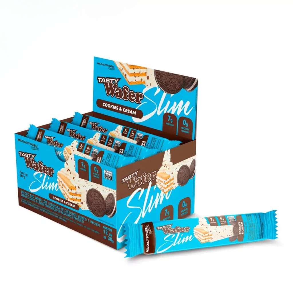 Tasty Wafer Slim Caixa C/12Un 30g Cookies & Cream Adaptogen em Oferta na Shopee