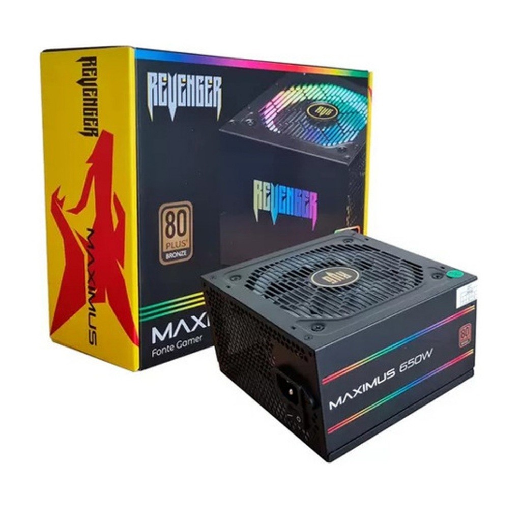 Fonte De Alimentação ATX 650w Led Rgb 80 Plus Bronze Bivolt