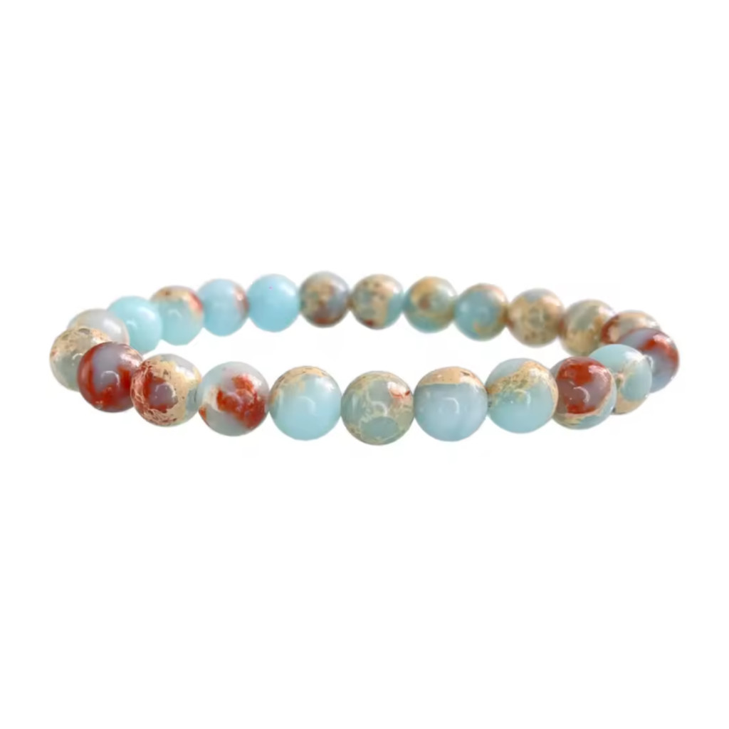 Pulseira Jaspe Imperial 8mm Pedra Natural Equilíbrio Coragem em Oferta na Shopee