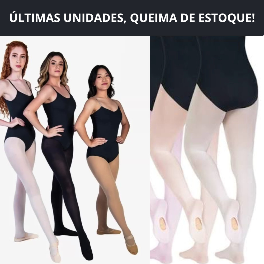 Meia Calça de Ballet Conversível Fio 80 Adulto ou Infantil Confortável, Meia Calça Ballet,  Meia calça para Balé Dança