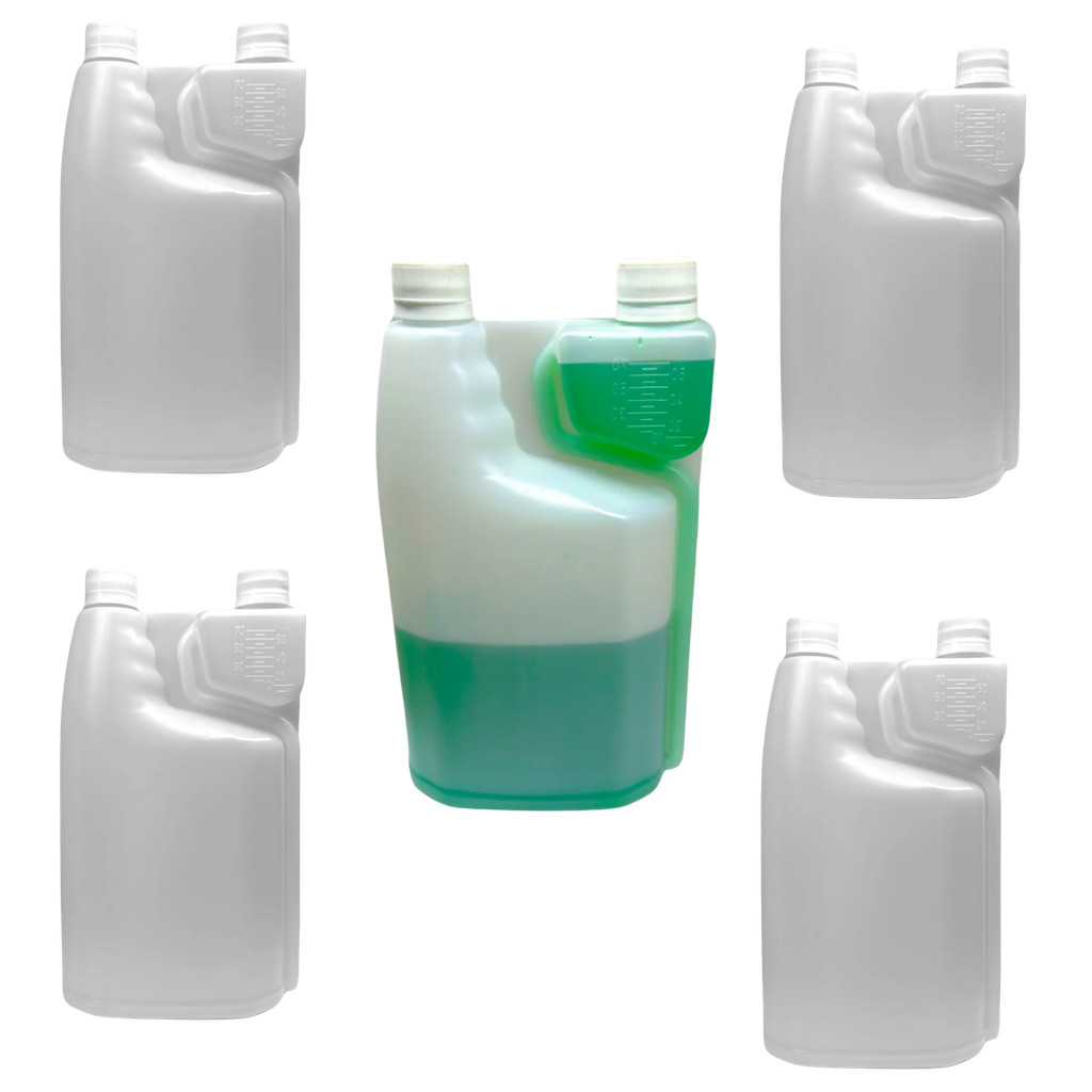 KIT 5 UNIDADES FRASCO 1 LITRO COM DOSADOR 80 ML C/ 2 TAMPAS