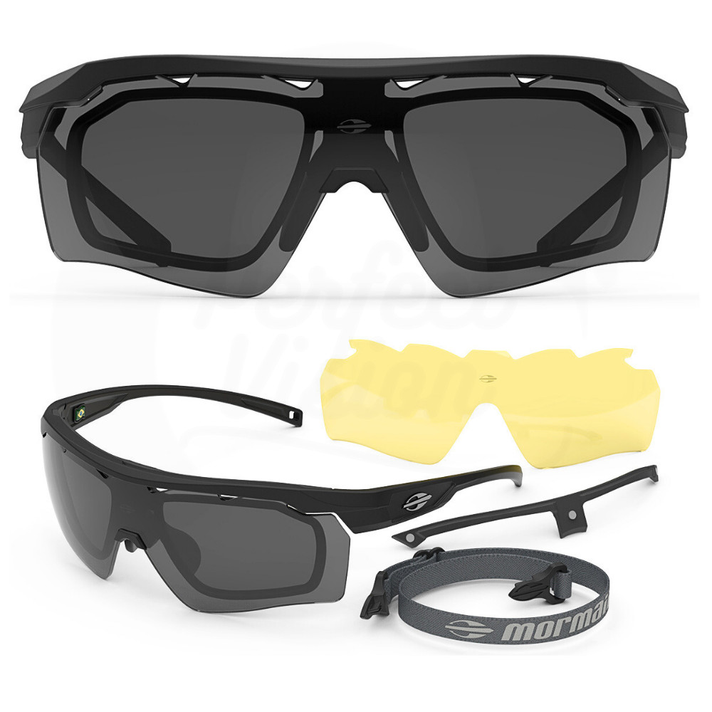 Óculos Esporte Sol Mormaii Smash 2 Preto Fosco Lente Cinza Lente Amarela