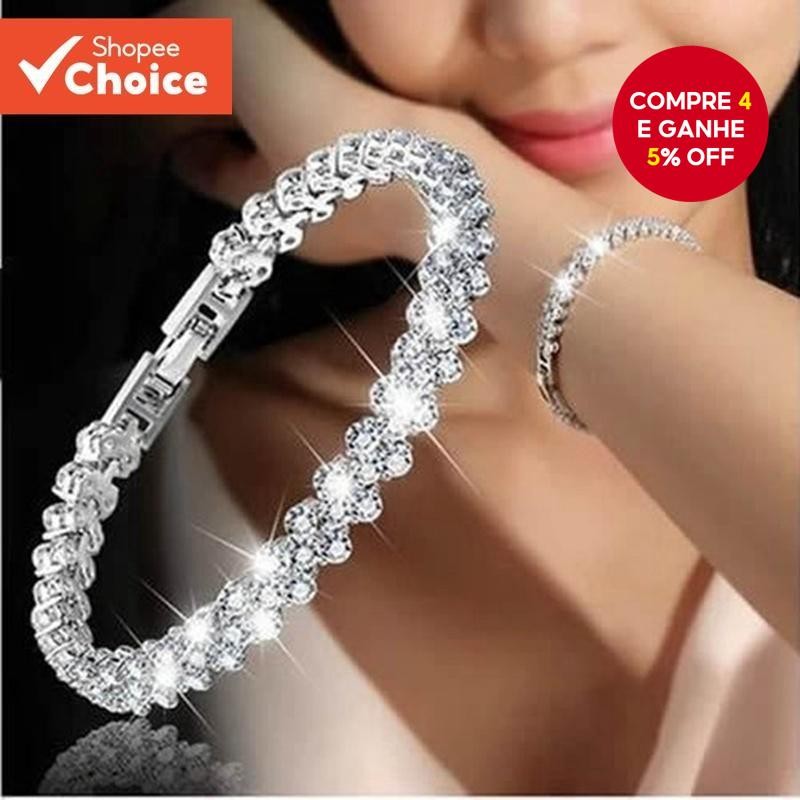 Pulseira Romana Feminina Strass Choice