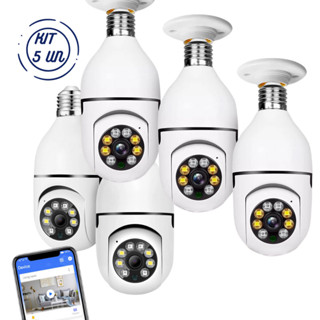 Conjunto 5 Câmeras IP de Segurança WI-fi 360 graus IP sem fio com encaixe lampada bocal E27 em Oferta na Shopee