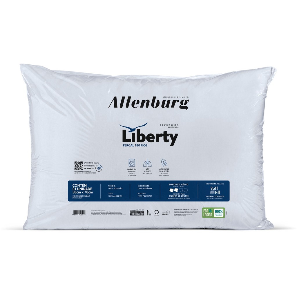 Travesseiro Liberty Altenburg 50x70 Antialérgico
