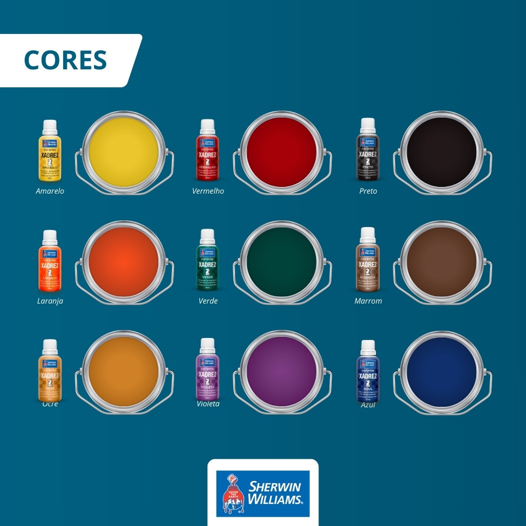 Corante Xadrez Líquido Multiuso 50ml | Tinta, Cimento, Rejunte, Textura, Obra, Construção