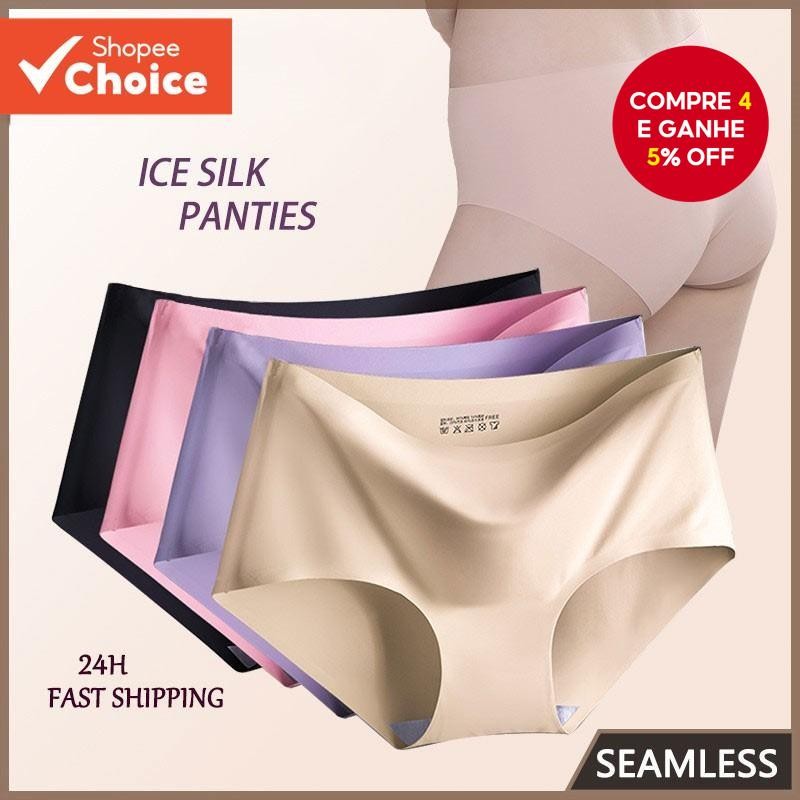 Value Choice Mulheres Casual Seda Gelo Sem Costura Calcinha Sexy Plus Size Cueca