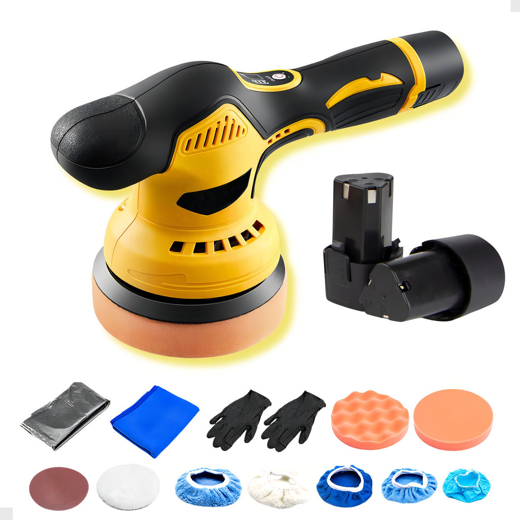 Politriz Automotiva Lixadeira Orbital Sem Fio 2 Baterias Cor Amarelo/preto