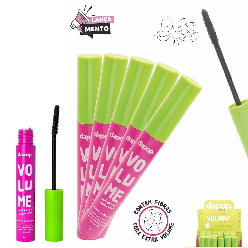 Máscara de Cílios Volume Intenso Fibras de Nylon - Dapop em Oferta na Shopee