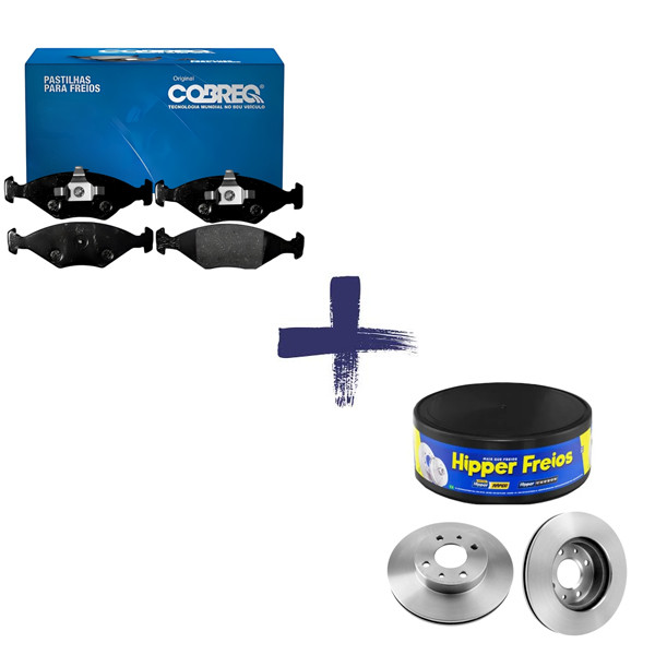 KIT Disco Freio + Pastilha Ventilado Fiat PALIO SIENA PALIO WEEKEND  - HIPPER FREIOS COBREQ