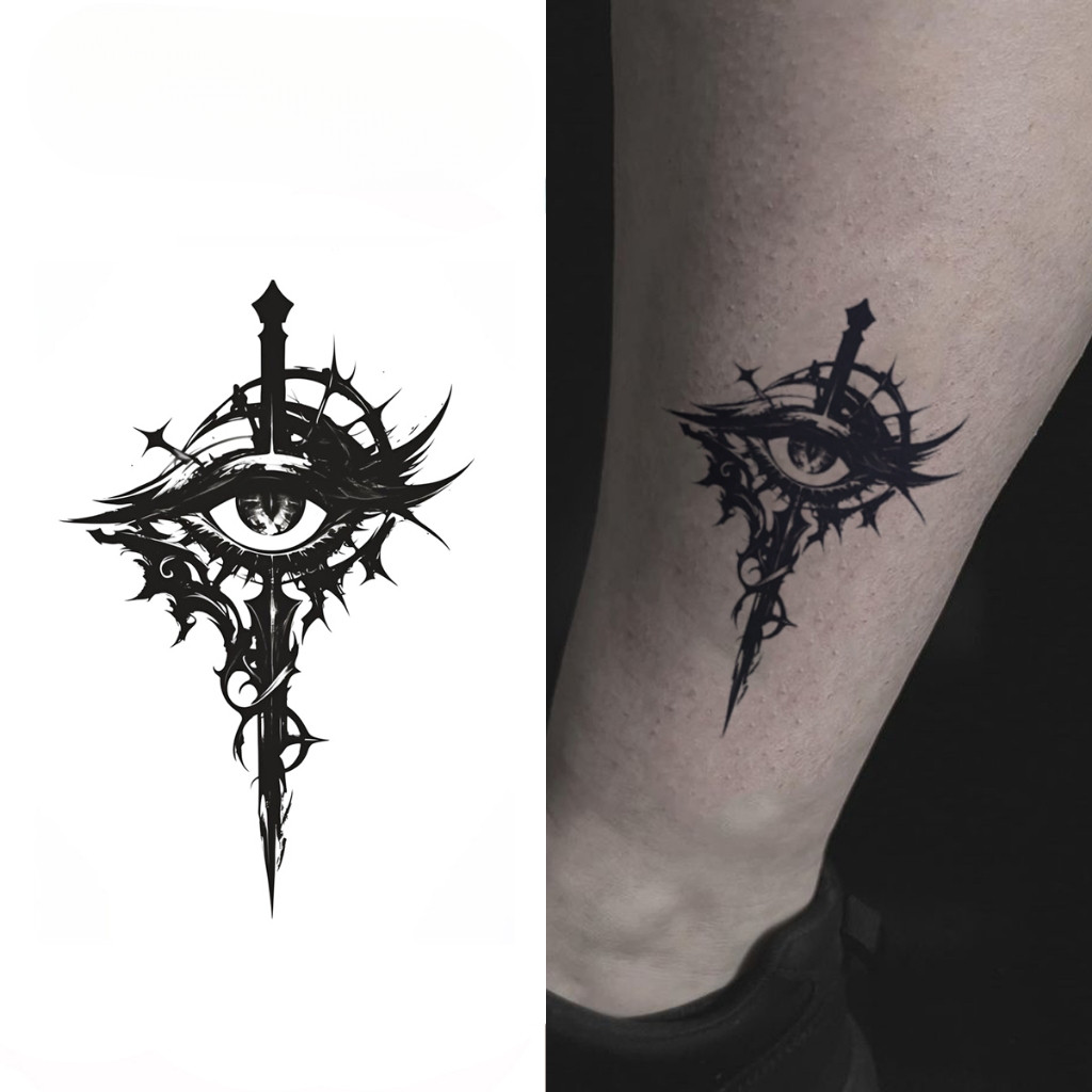 Eye Sword Tatuagem Temporária, Nova Tecnologia Mágica, À Prova D'Água, Dura 2 Semanas, Tatuagem Semi-Permanente, Adesivo