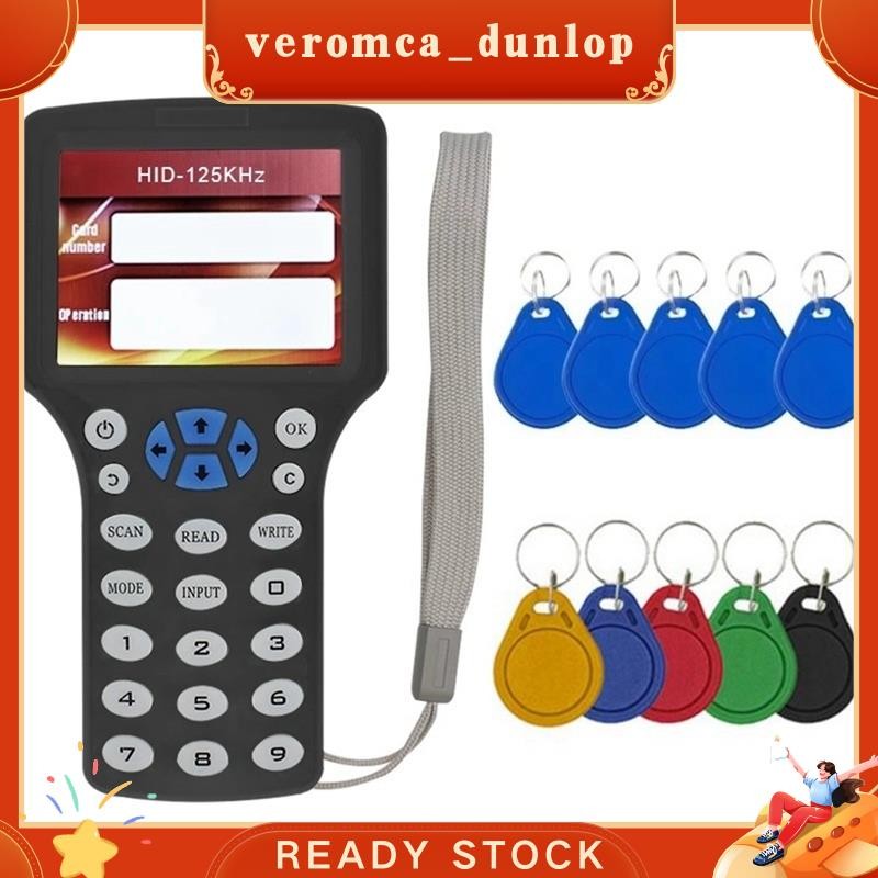 Leitor De Cartão Inteligente RFID De 10 Frequências , Duplicador + 5XCUID/UID Chaveiro 125K 13.56MHz Copiadora Chave Rep
