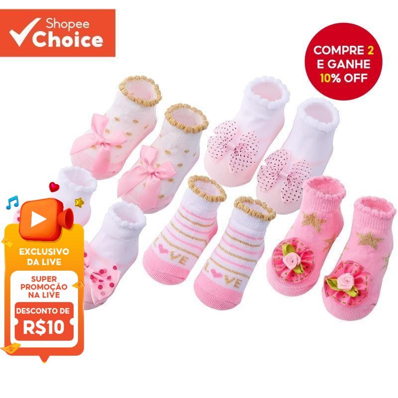5 Pares/Set Bebê Menina Meias Algodão Dos Desenhos Animados Acessórios Para Recém-Nascidos...