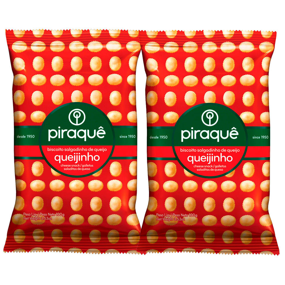 Kit 2 Biscoito Piraquê Queijinho com 100g - Food & Beverages