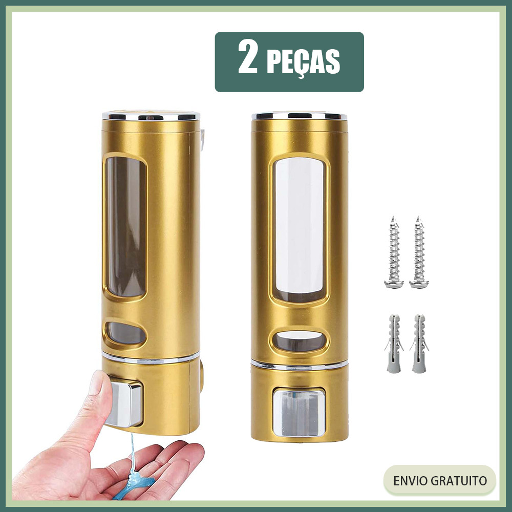 2x Distribuidor de sabão com gotejamento de pressão Distribuidor de sabão de montagem na parede 400ml