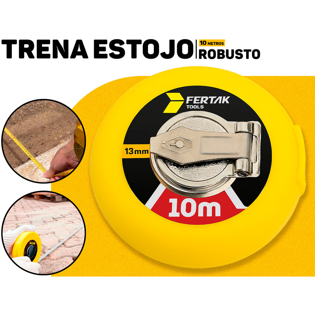 Trena Fita Métrica Fibra De Vidro 10m Fertak Estojo P/ Obras Medição Construção Pedreiro em Oferta na Shopee