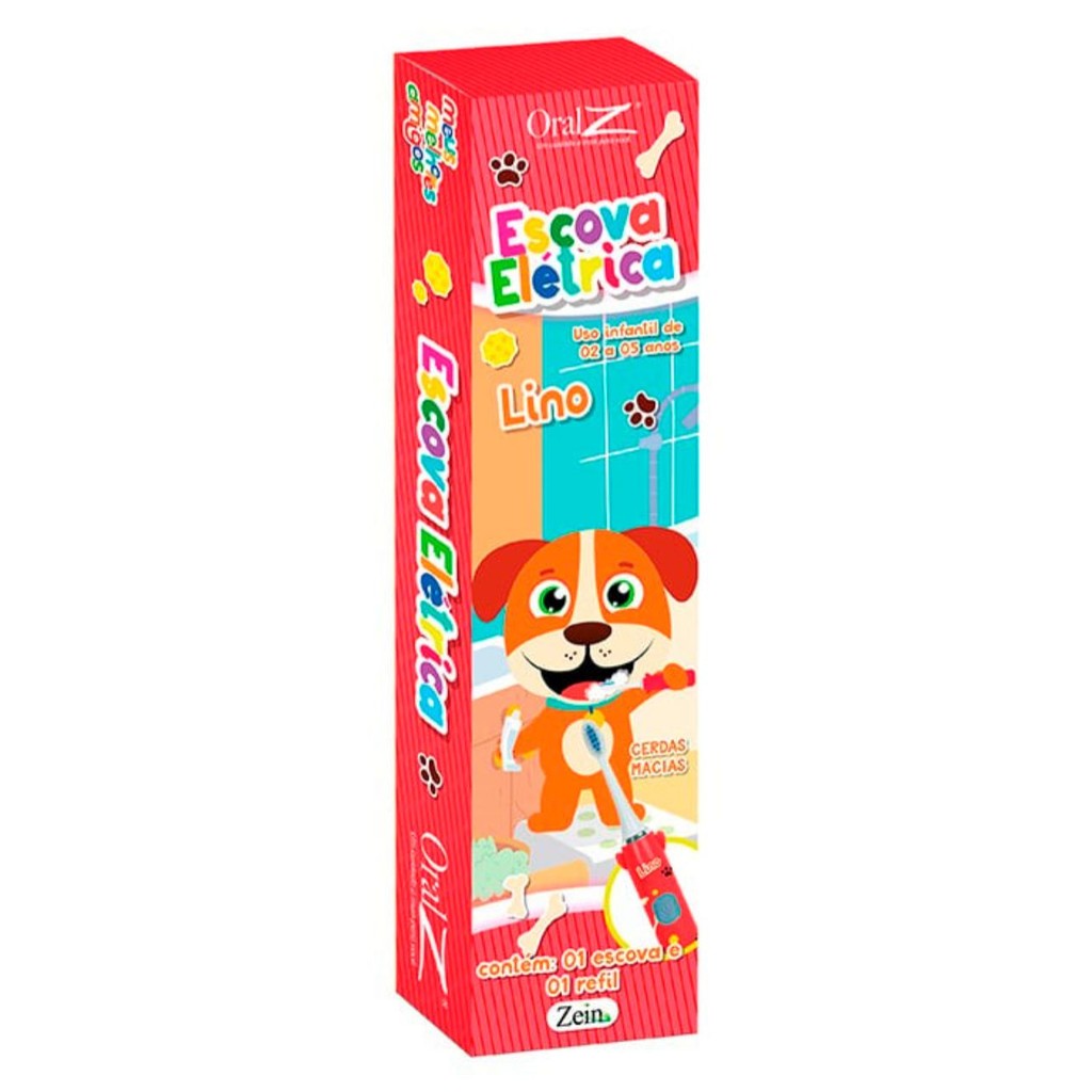 Escova Elétrica Infantil Oral Z | Personagens Ceci, Guto e Lino | Cerdas Macias | Pilha AA