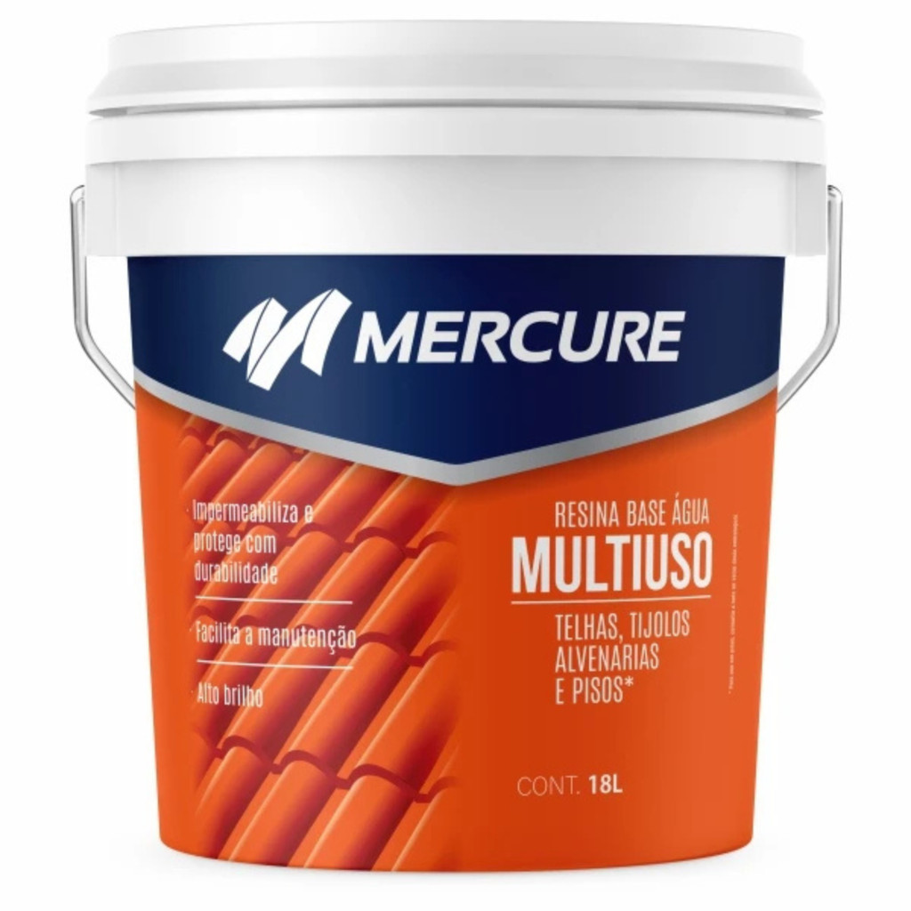 Resina Impermeabilizante Base Água Multiuso Mercure 18L - Telhas, Fachadas e Pisos em Oferta na Shopee