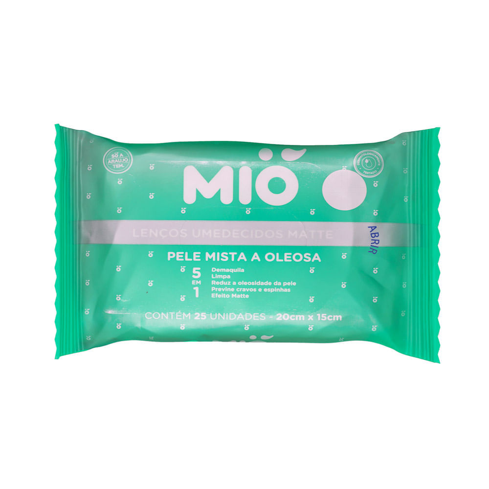 Lenço Umedecido Mió Micelar 5 em 1 Pele Mista a Oleosa com 25 Unidades - Beauty