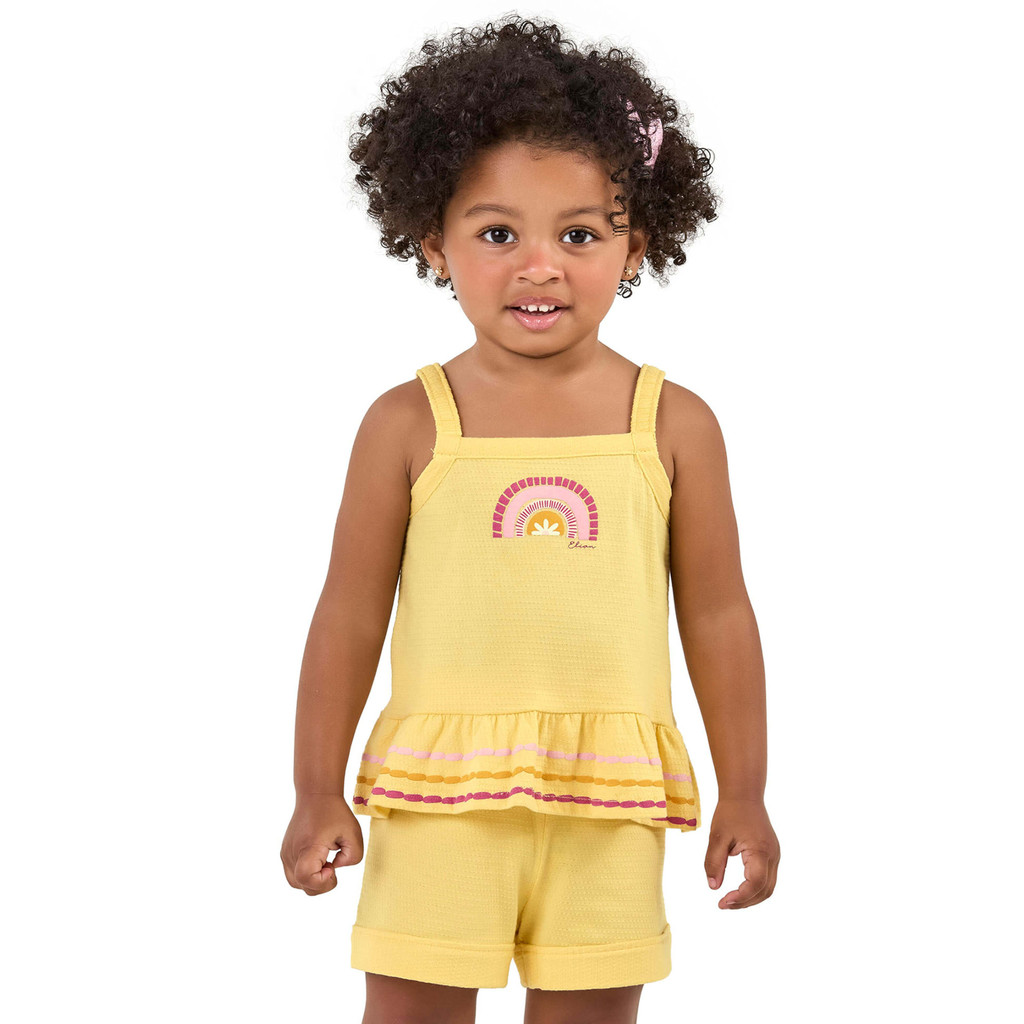 Conjunto Infantil Menina Regata e Short Elian Amarelo - Baby & Kids Fashion