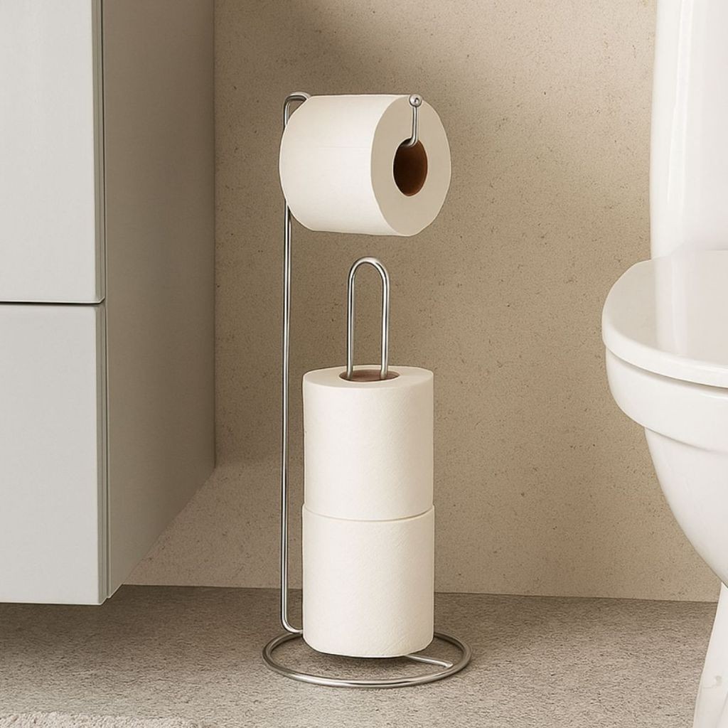 Suporte Porta Papel Higiênico De Piso Chão Casa Banheiro Luxo Cromado em Oferta na Shopee
