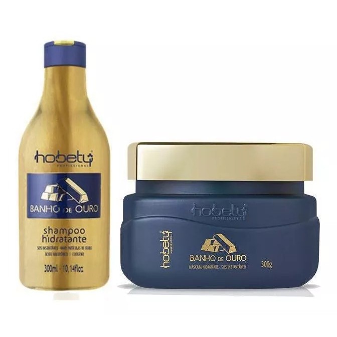 Hobety Kit Banho de Ouro Shampoo+Máscara 2x300ml