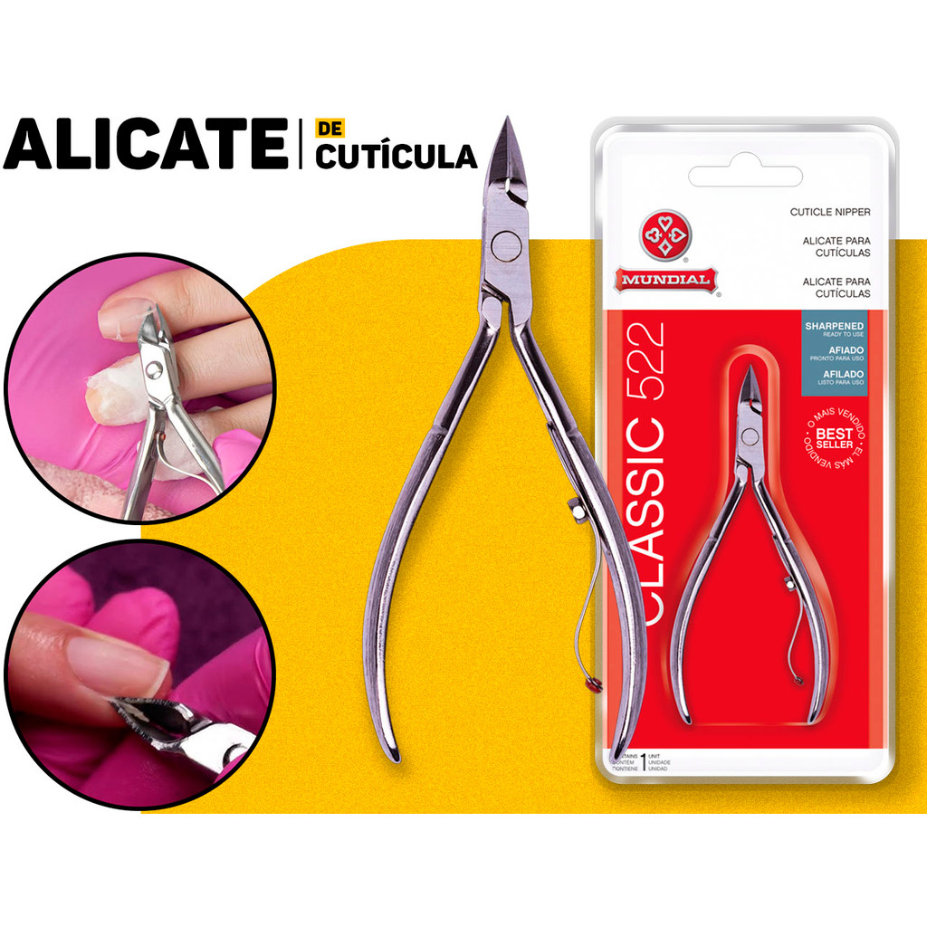 Alicate De Cutícula Unha Mundial 522 Classic Original Profissional Manicure Aço Carbono Niquelado