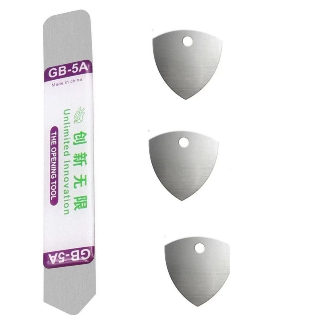 1 Espatula aço inox flexivel  e 3 espatulas triangulo de aço para manutenção de celular tablet  tela