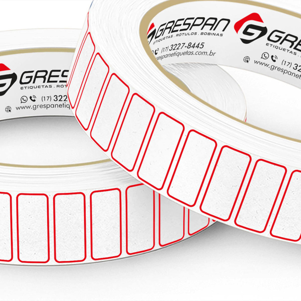 Etiqueta Multiuso 24x12mm Branca/Tarja Vermelha Grespan Rolo com 1500 Etiquetas Adesivas para Preço AR-4B AR4B