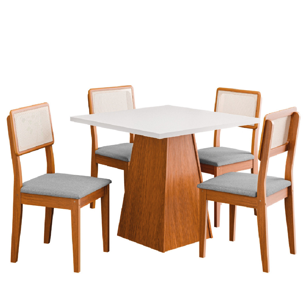 Conjunto Sala de Jantar Mesa Trento Quadrada 4 Cadeiras Santiago Dobuê em Oferta na Shopee